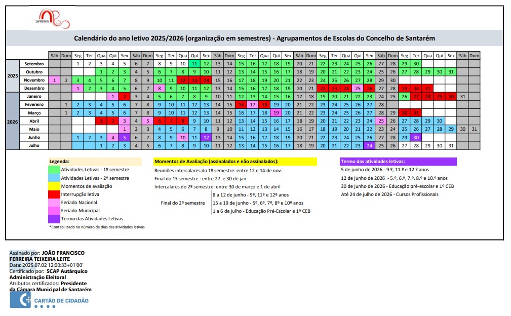 Calendário Escolar 2025/2026